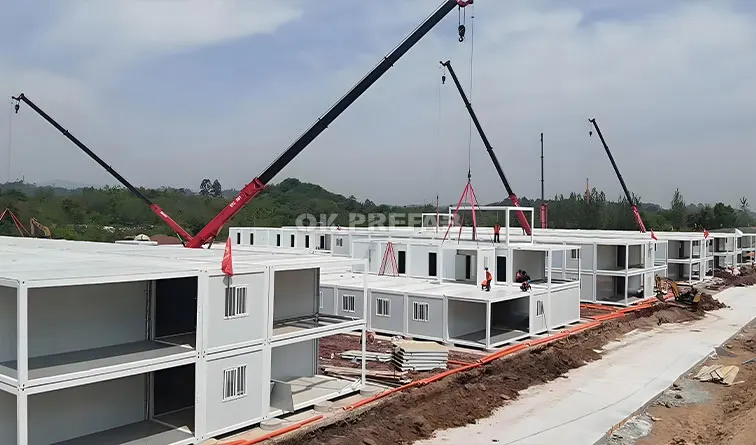 ok prefab fabricante y proveedor de casas de campamento prefabricadas construcción de proyectos de vivienda pequeña Departamento de Proyectos de Construcción de Viviendas