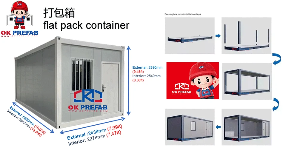 fully customized flat pack prefab container house easy installation modular mobile