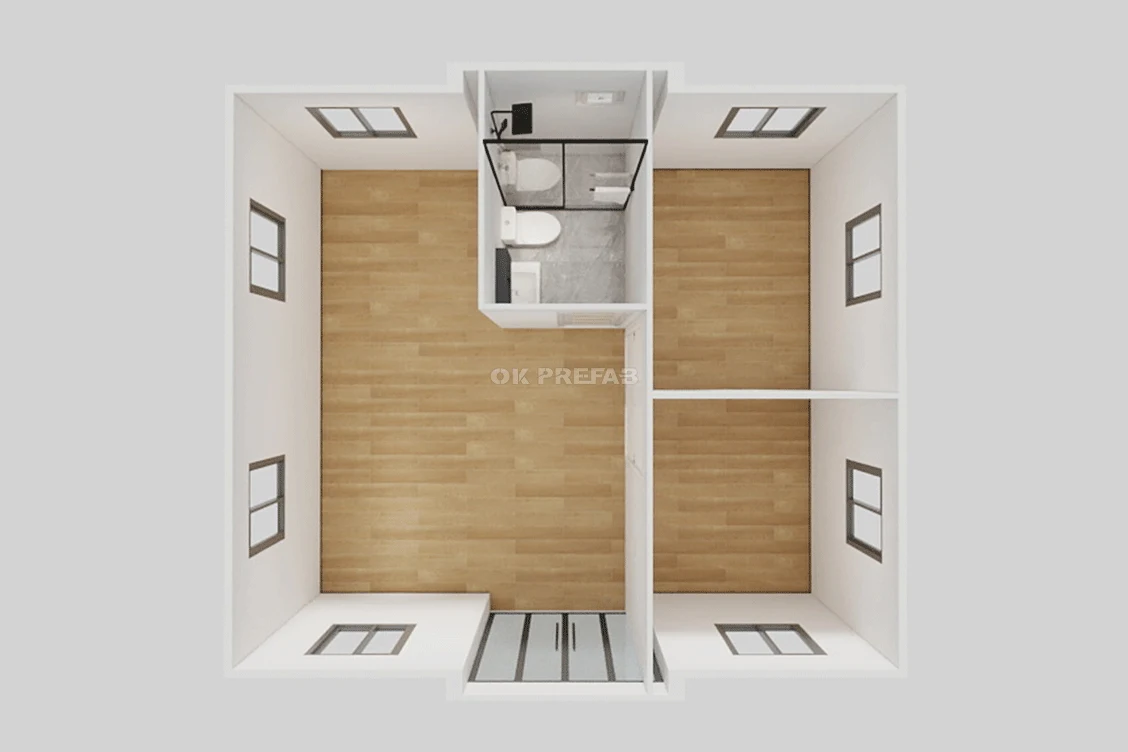 ok prefab house container expandable folding ADU shop living luxury villa-20ft-2bedroom