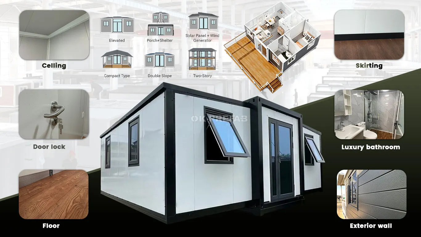 ok prefab container house chinese manufacturer expandable tiny luxury villa container house