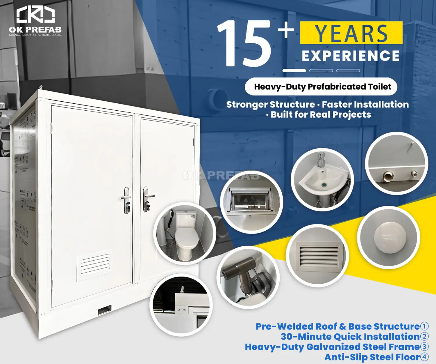 ok prefab mobile modular prefab easy installation toilet