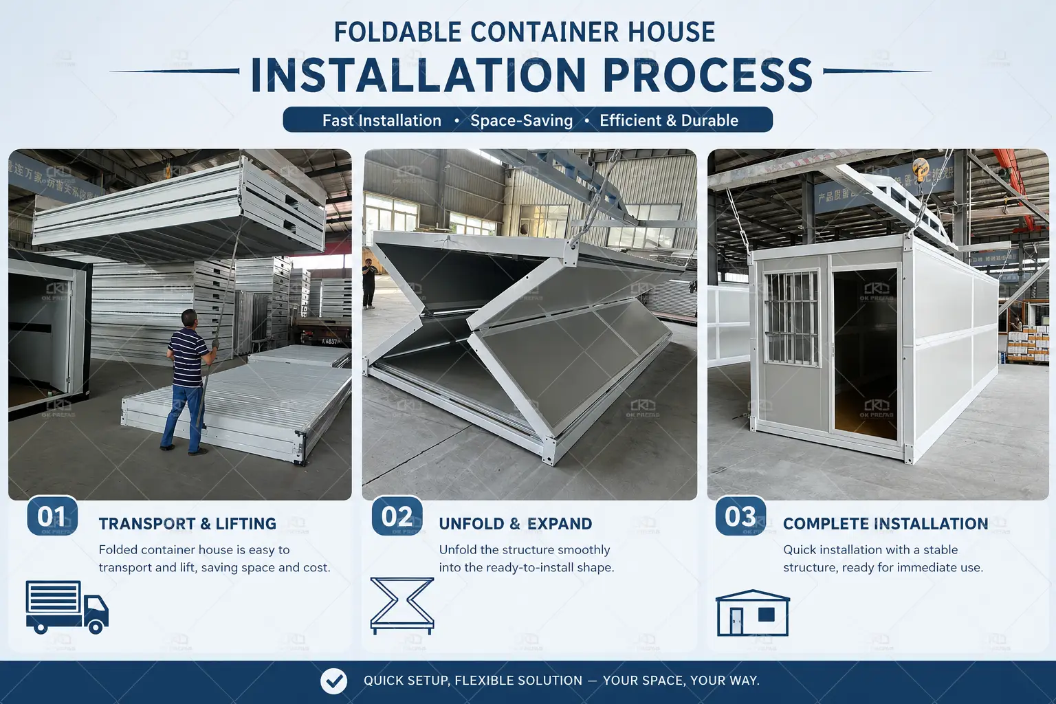 ok prefab folding houseing container house customized tiny house manufacturer waterproof