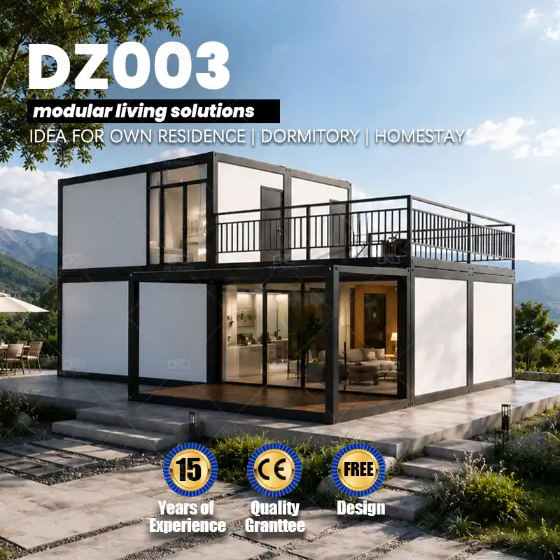 DZ003 Two-Story Container House – 7-Container Modular Home with Rooftop Terrace & Flexible Layout