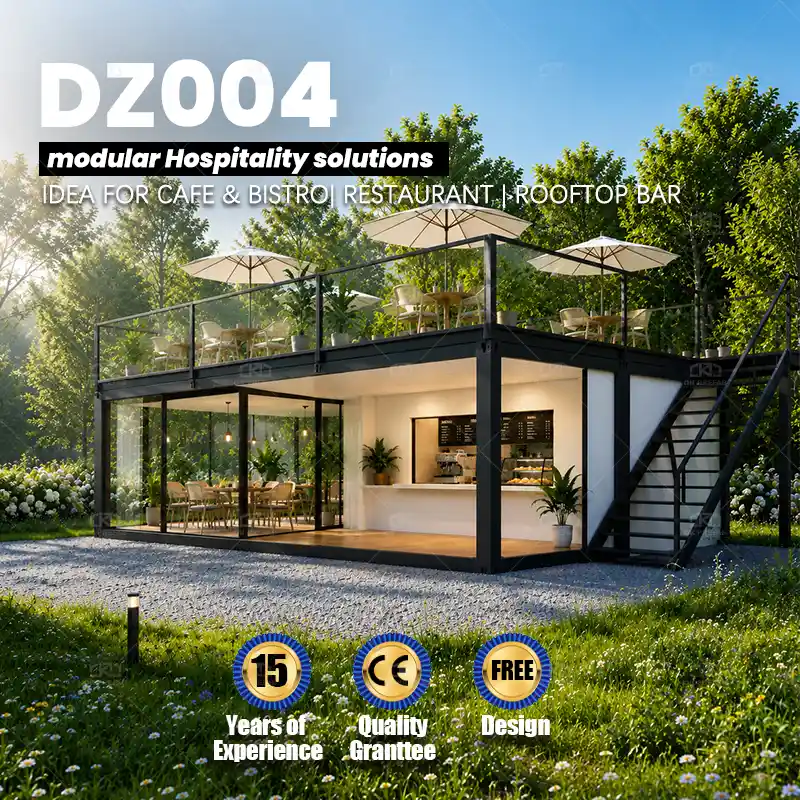 DZ004 Modular Container cafe Restaurant Supplier for EPC Contractors Commercial Container Building for Construction and Hospitality Projects